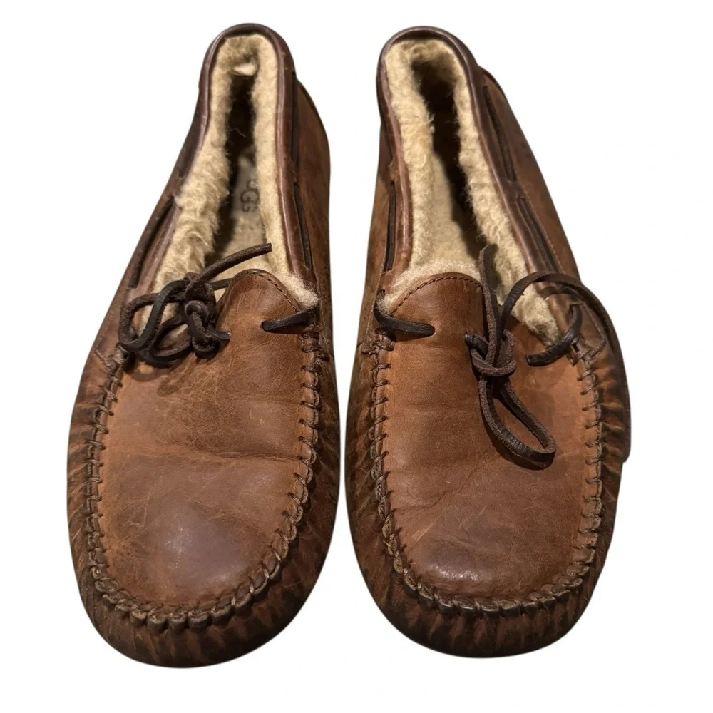UGG Men's Olsen Suede/Sheepskin Tan Slippers Size 9